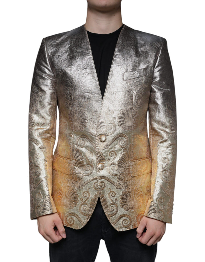 Blazer de vestir Dolce & Gabbana de jacquard dorado con botonadura sencilla