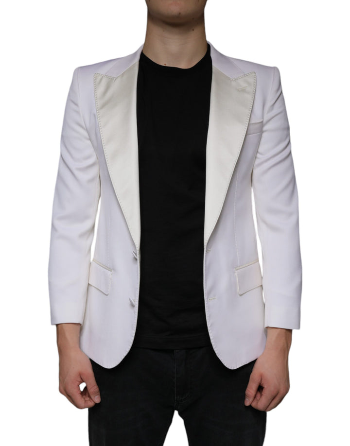 Blazer de vestir de lana blanca roto de un solo pecho de Dolce & Gabbana