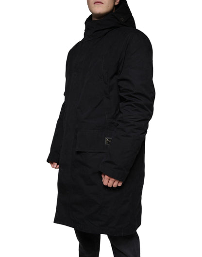 Chaqueta de parka con capucha de algodón negra Dolce & Gabbana