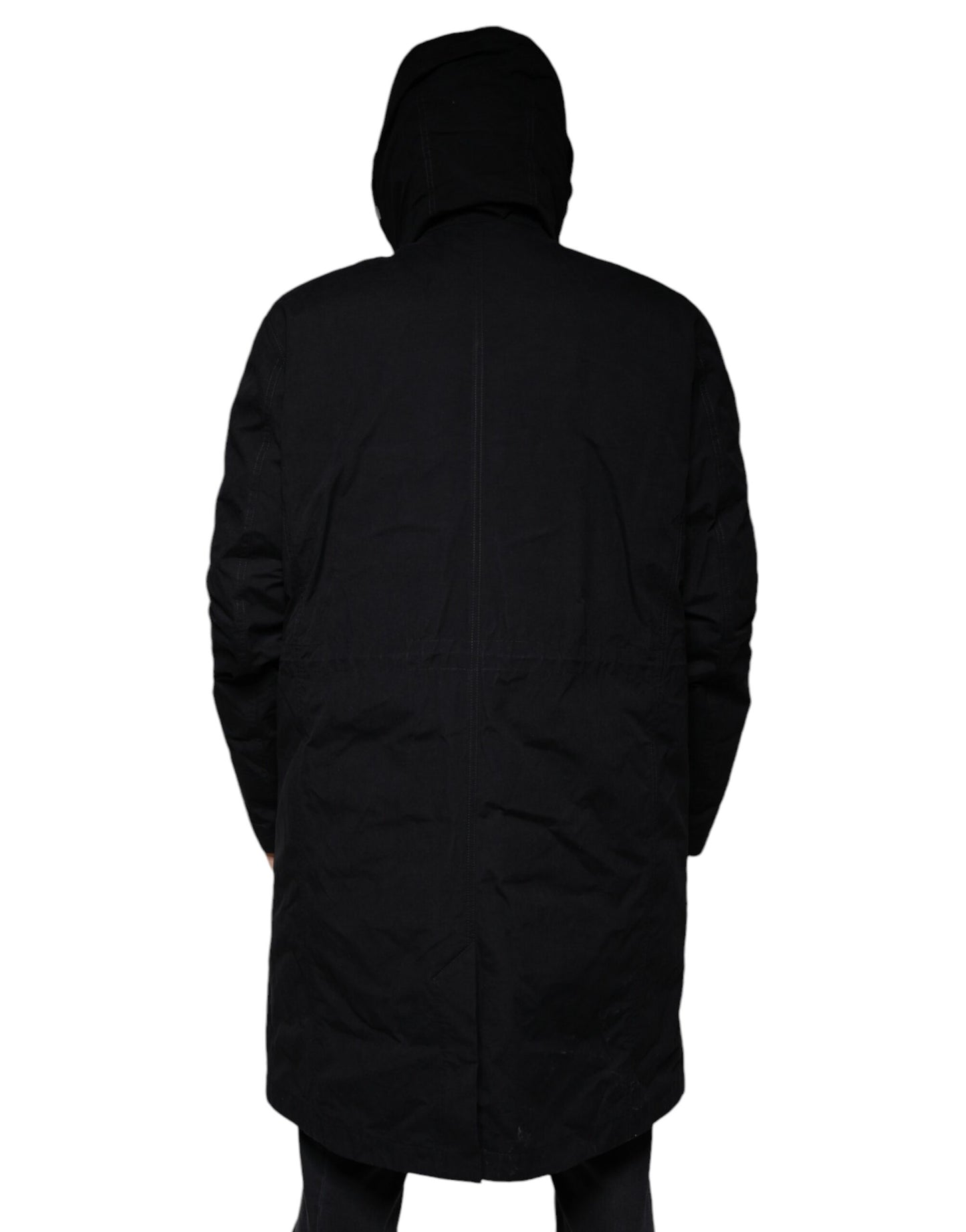 Chaqueta de parka con capucha de algodón negra Dolce & Gabbana