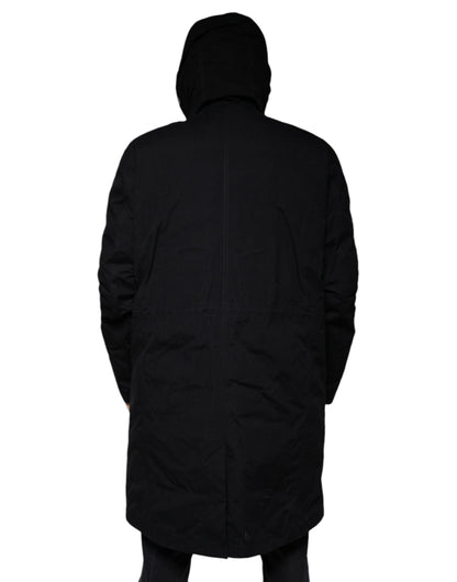 Chaqueta de parka con capucha de algodón negra Dolce & Gabbana