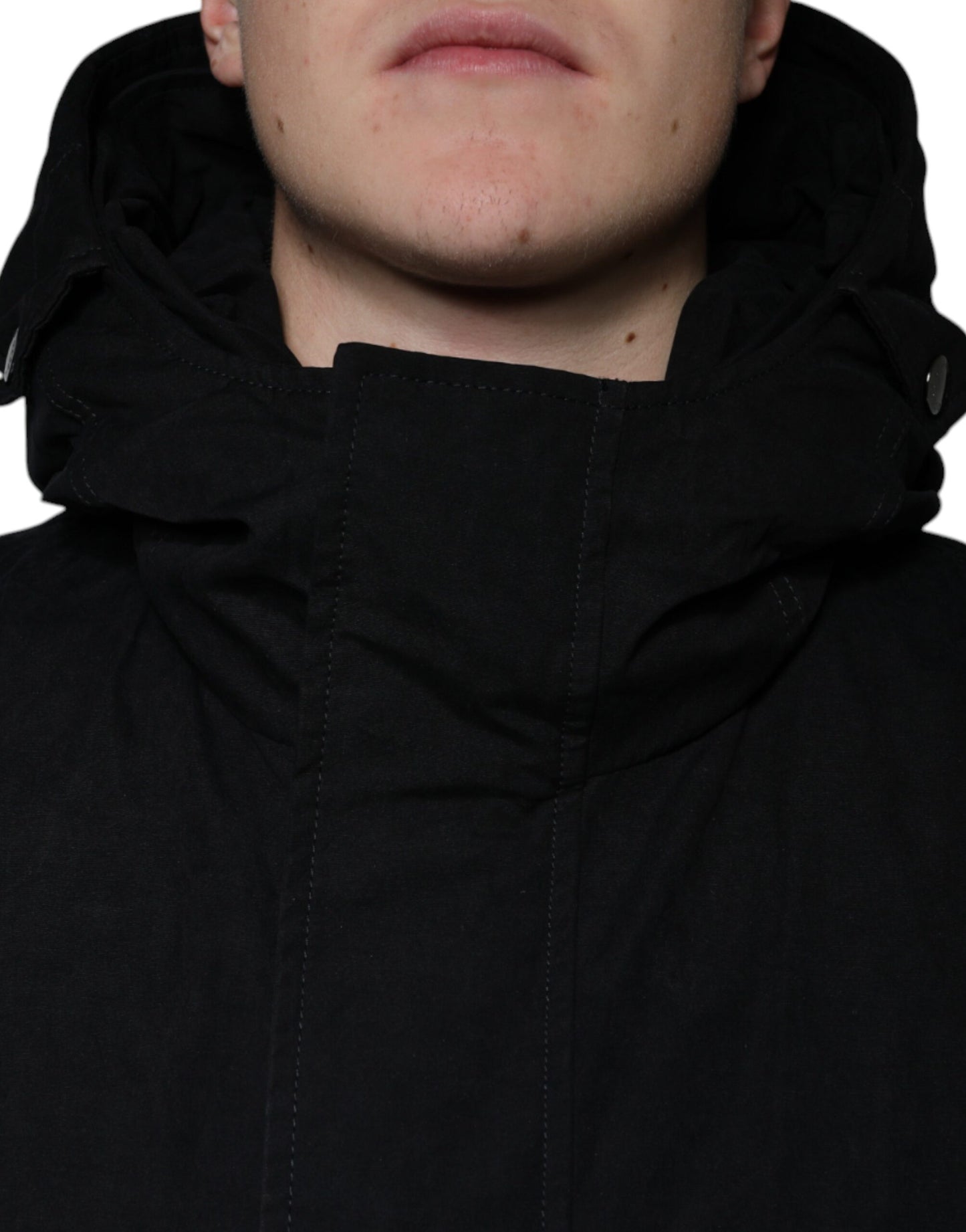 Chaqueta de parka con capucha de algodón negra Dolce & Gabbana