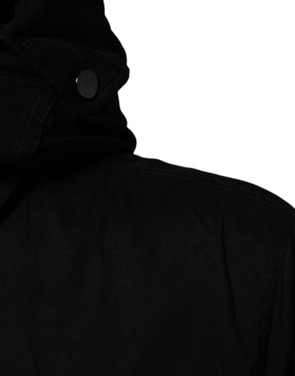 Chaqueta de parka con capucha de algodón negra Dolce & Gabbana