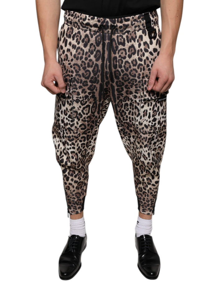 Pantalon de jogging Dolce & Gabbana en polyester léopard marron