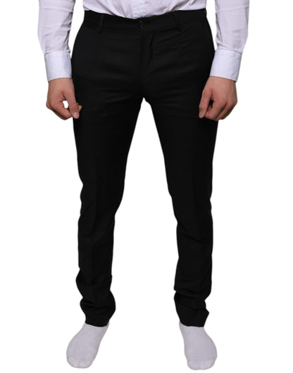 Pantalones de vestir ajustados de lana negra Dolce & Gabbana