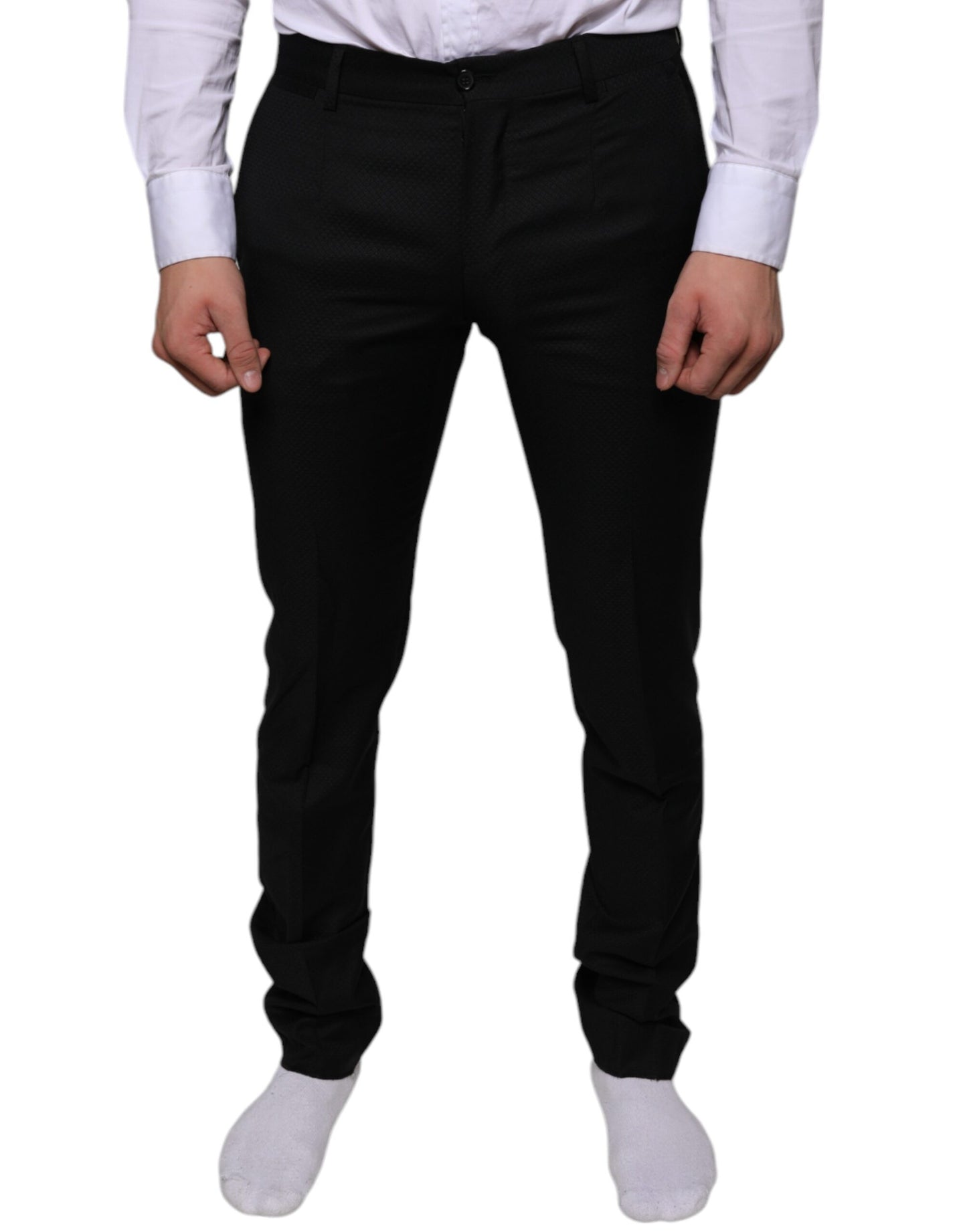 Pantalones de vestir ajustados de lana negra Dolce & Gabbana