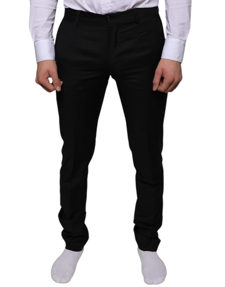 Pantalon de costume ajusté noir en laine Dolce & Gabbana