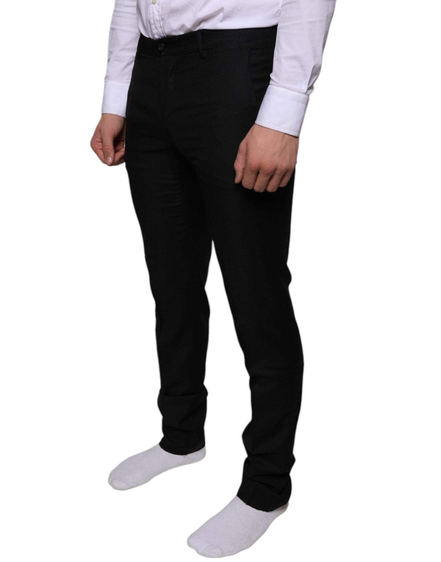 Pantalones de vestir ajustados de lana negra Dolce & Gabbana