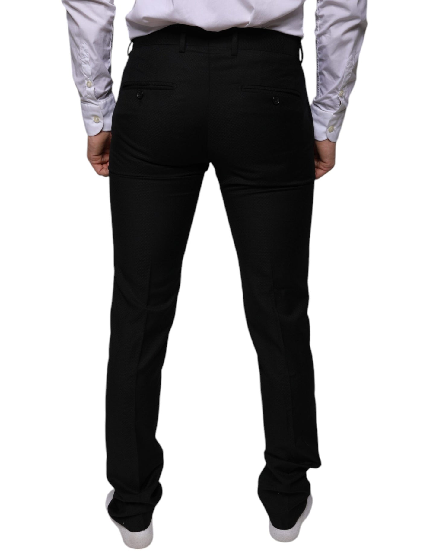 Pantalones de vestir ajustados de lana negra Dolce & Gabbana