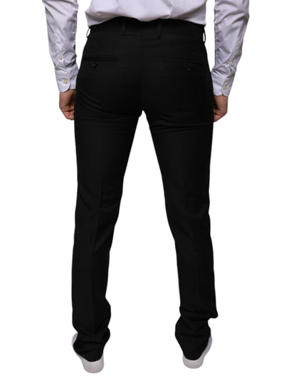 Pantalones de vestir ajustados de lana negra Dolce & Gabbana