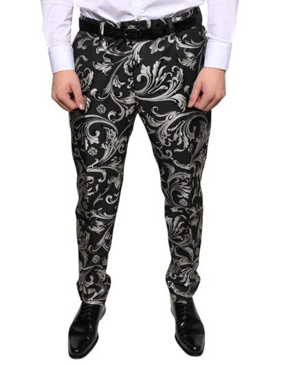 Pantalon slim en jacquard noir Dolce & Gabbana