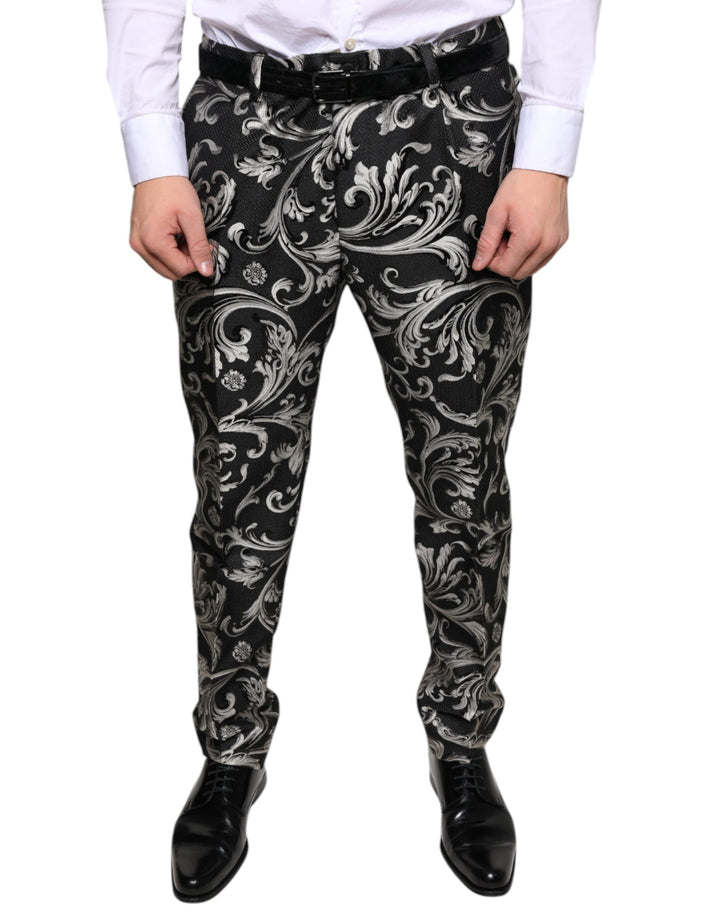 Pantalon slim en jacquard noir Dolce & Gabbana