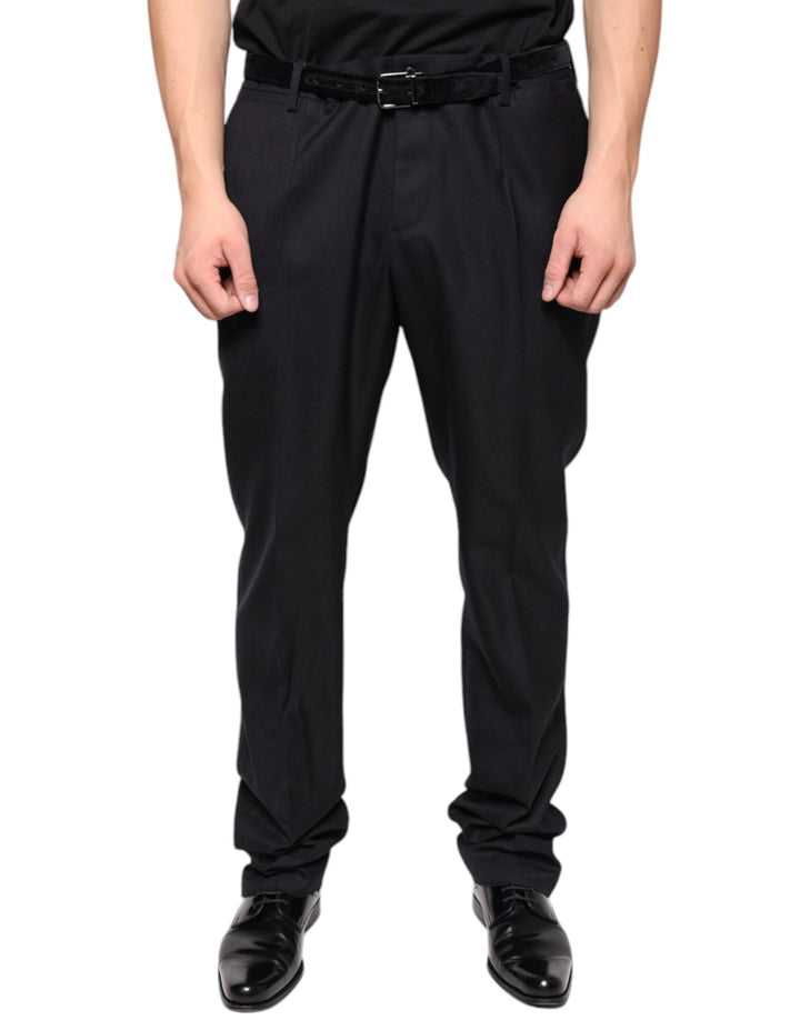 Pantalon de cérémonie slim noir en laine Dolce & Gabbana