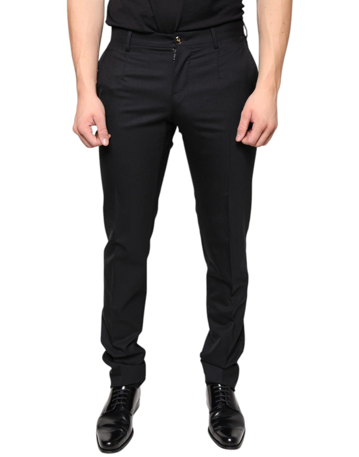 Pantalon habillé skinny en laine noire Dolce & Gabbana pour homme