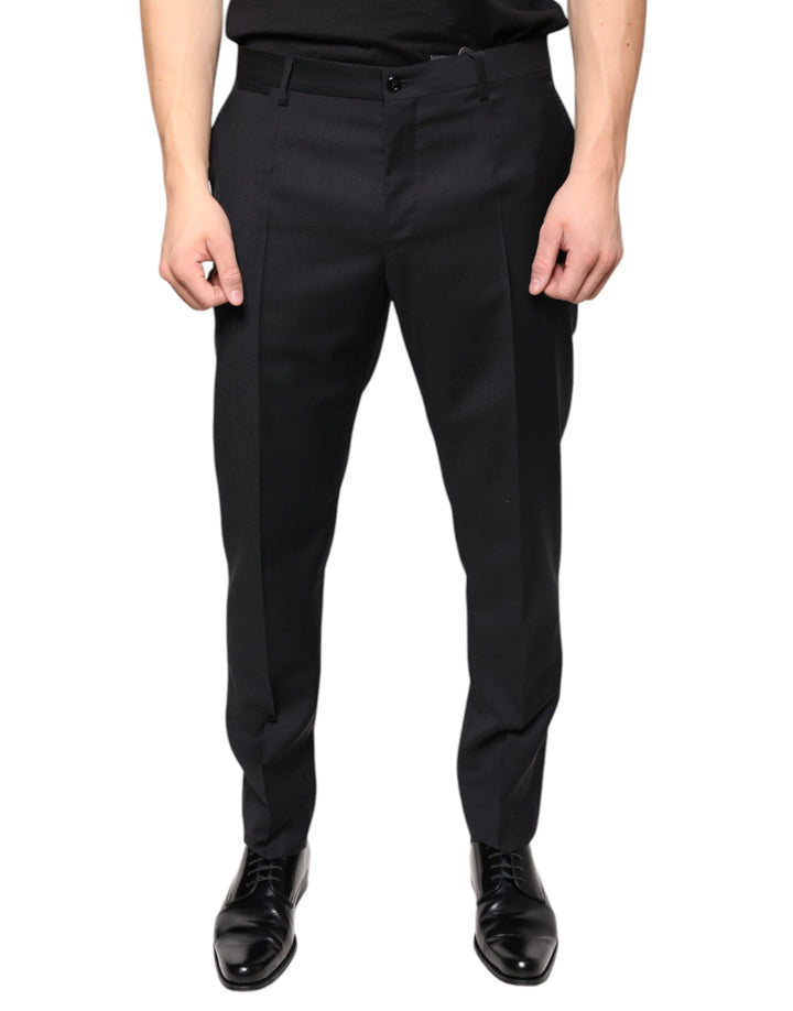 Pantalon habillé skinny en laine noire Dolce & Gabbana pour homme