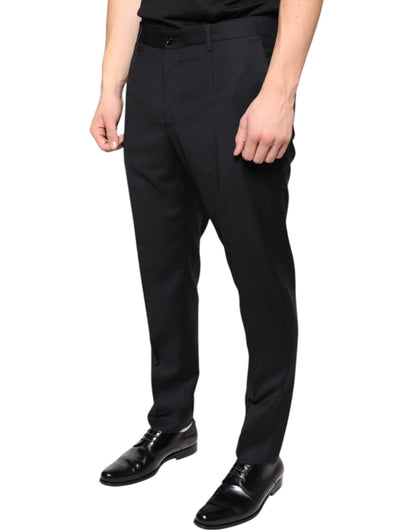 Pantalones de vestir ajustados negros de lana para hombre Dolce & Gabbana