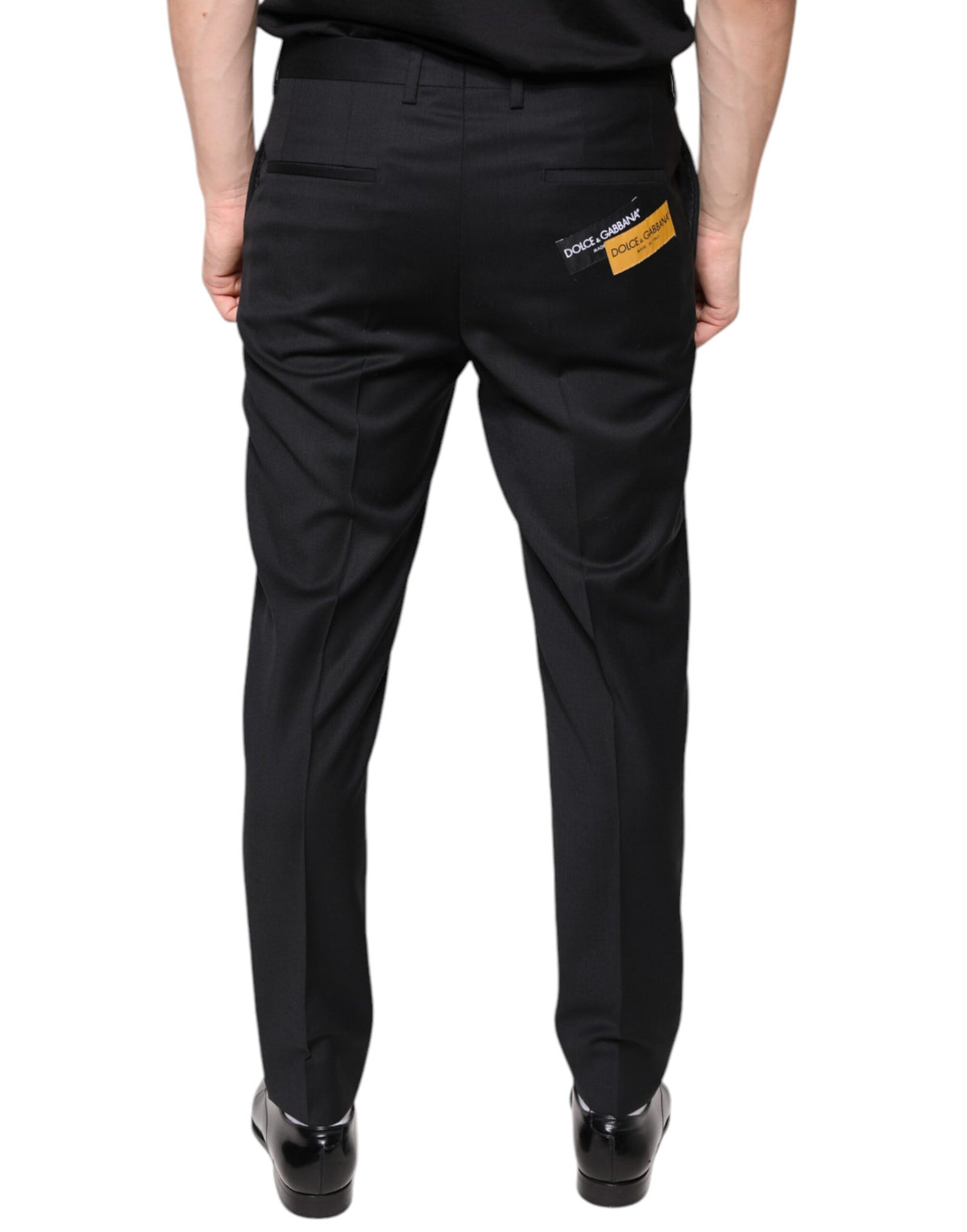 Pantalones de vestir ajustados negros de lana para hombre Dolce & Gabbana