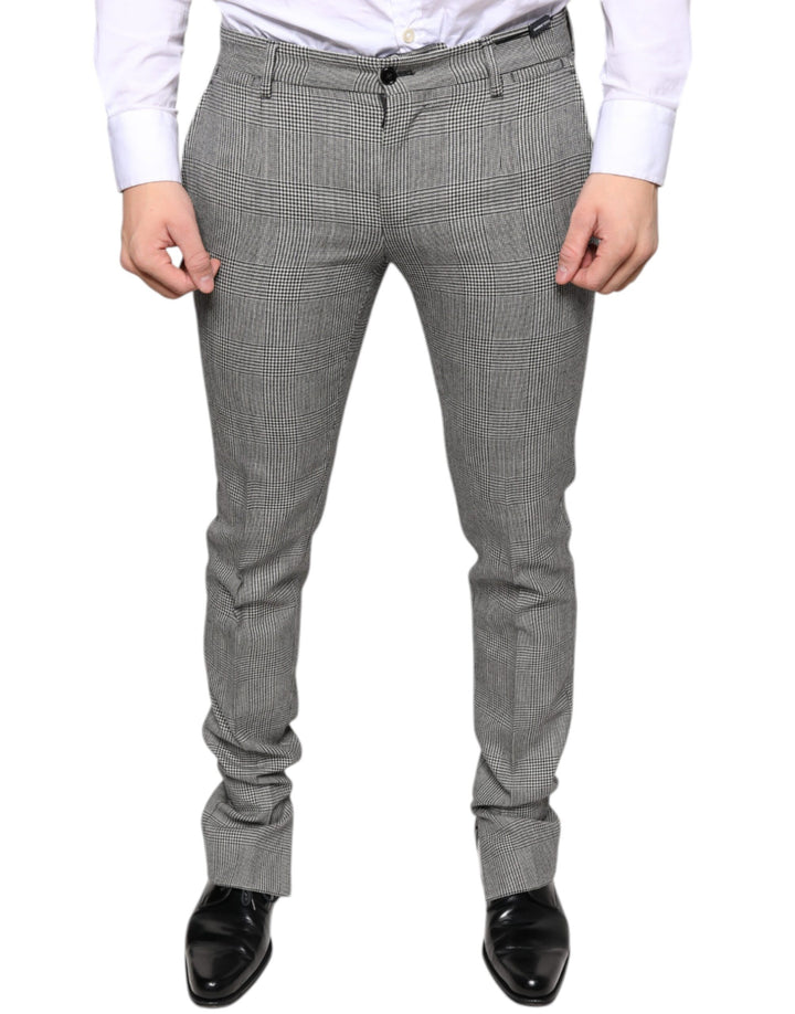 Pantalon skinny en laine à carreaux gris Dolce & Gabbana