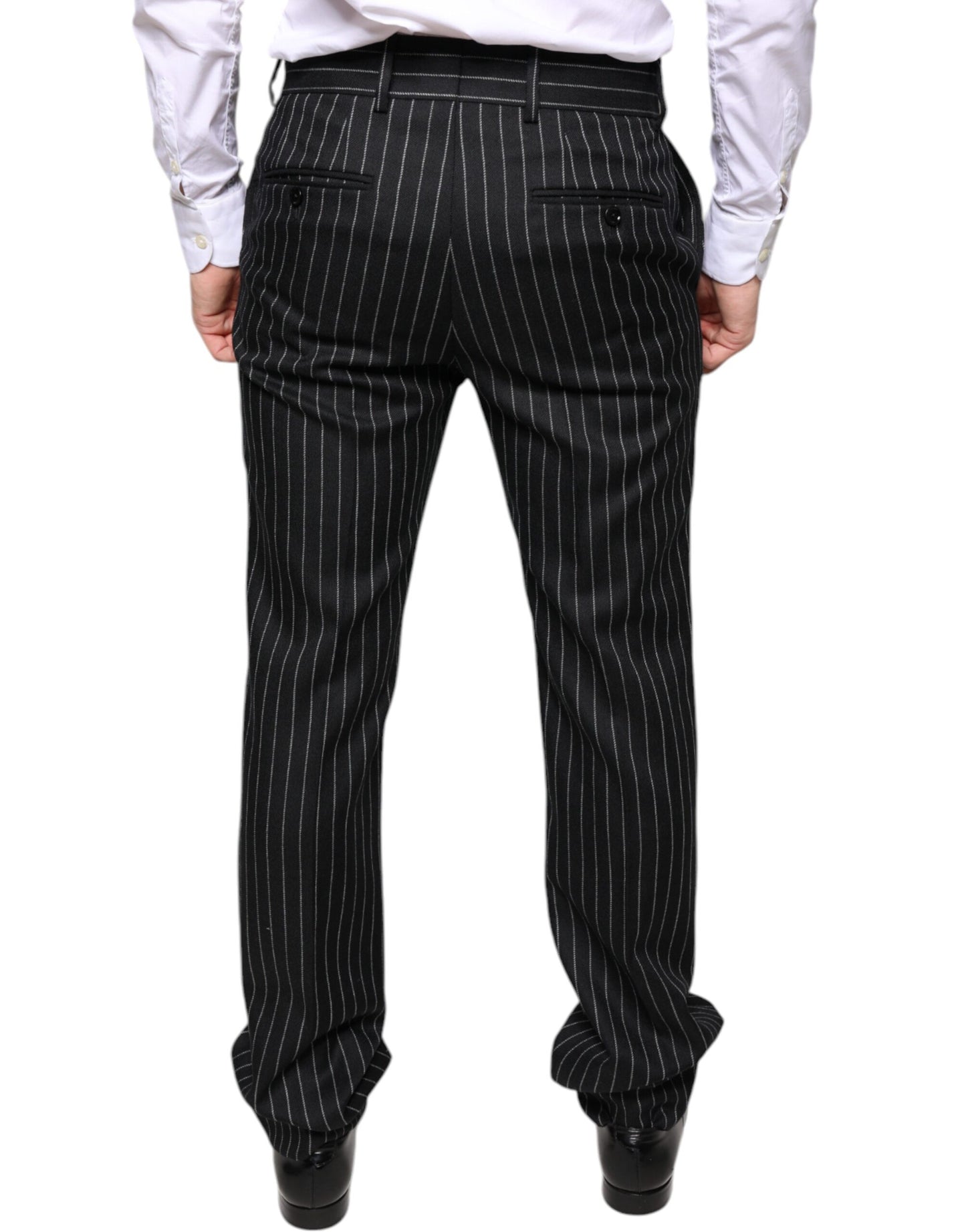 Pantalon Habillé Skinny Homme à Rayures Noires Dolce & Gabbana