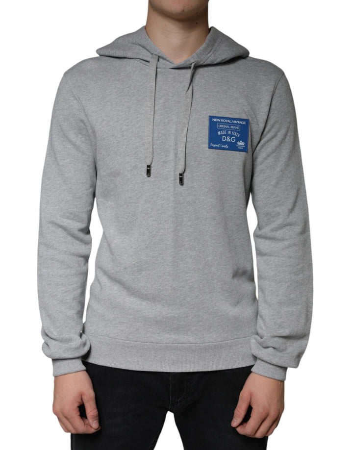 Sweat-shirt à capuche gris en coton avec logo Dolce & Gabbana