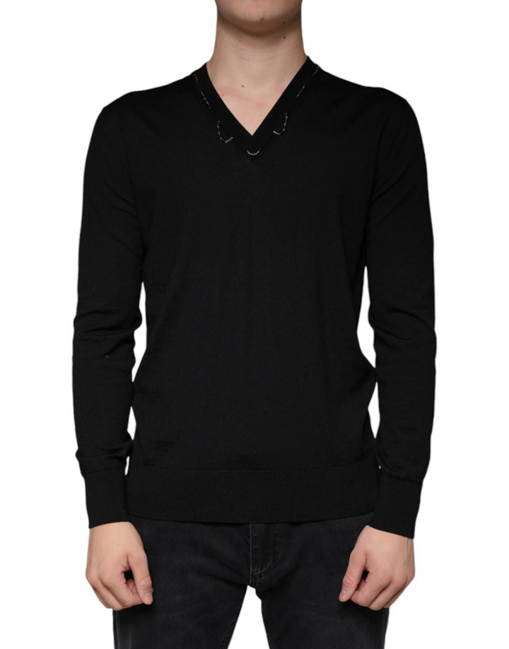 Pull Dolce & Gabbana noir orné d'un col en V