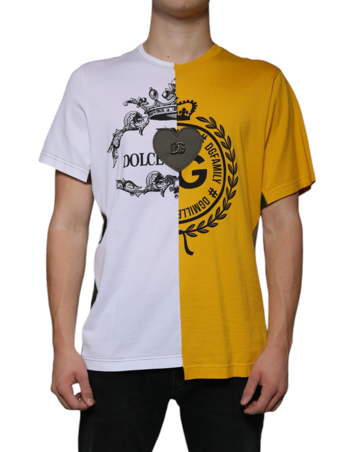 T-shirt à manches courtes Dolce & Gabbana blanc et jaune avec logo imprimé