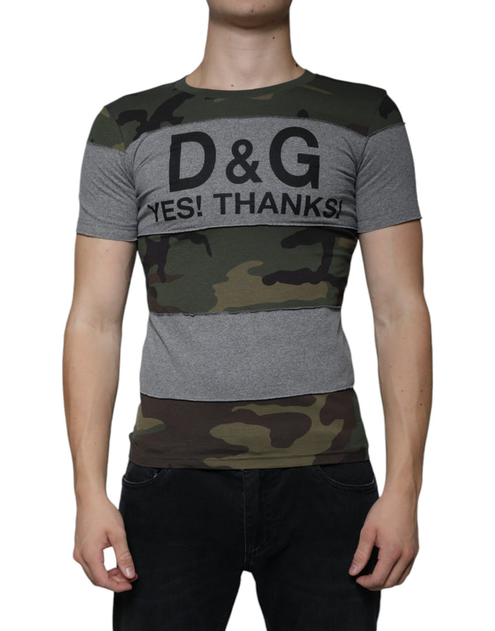 T-shirt Dolce & Gabbana en coton à col rond et imprimé camouflage multicolore