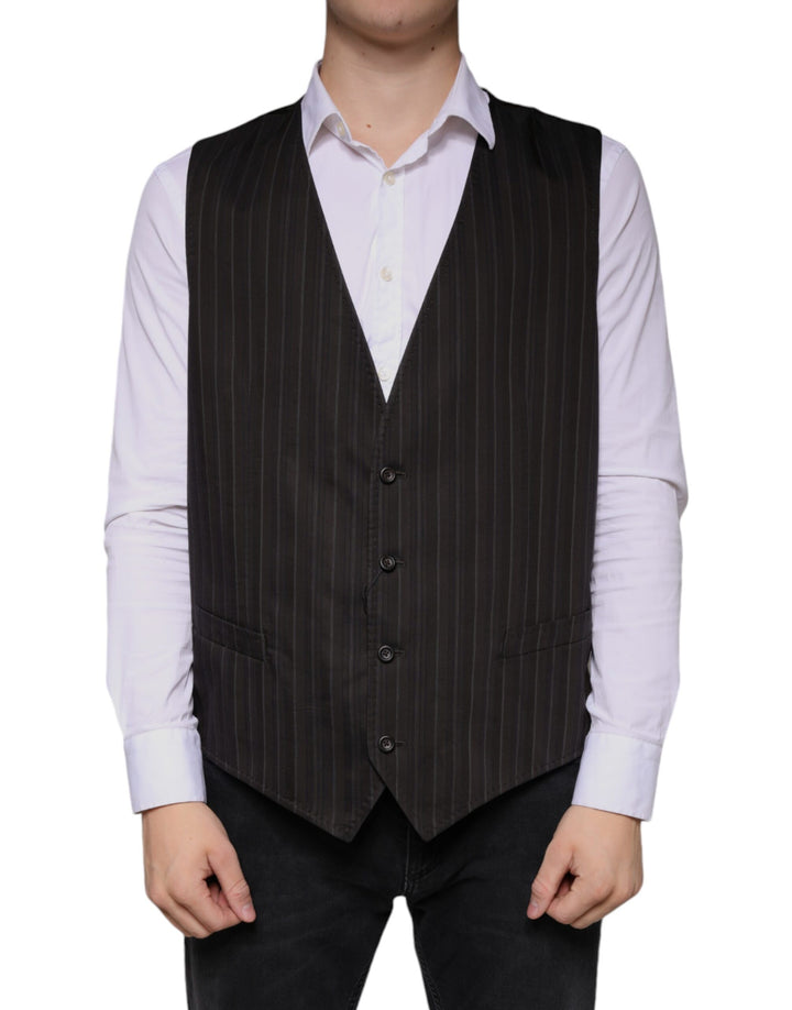 Dolce & Gabbana Vestido Formal de Algodón Negro con Chaleco