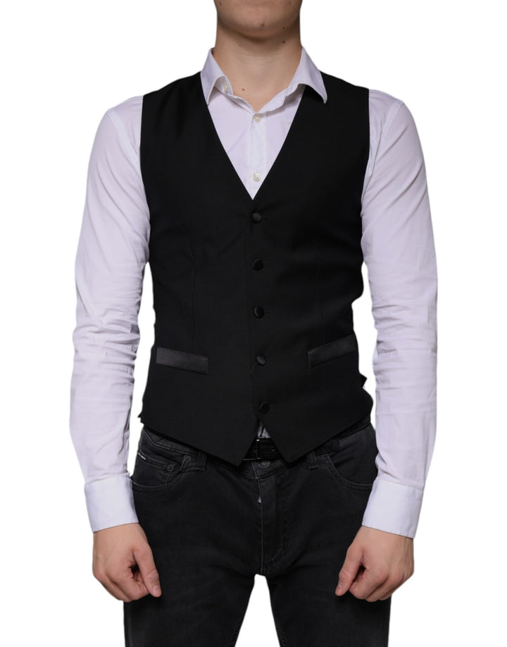 Chaleco de lana negro de Dolce & Gabbana Vestido de chaleco formal