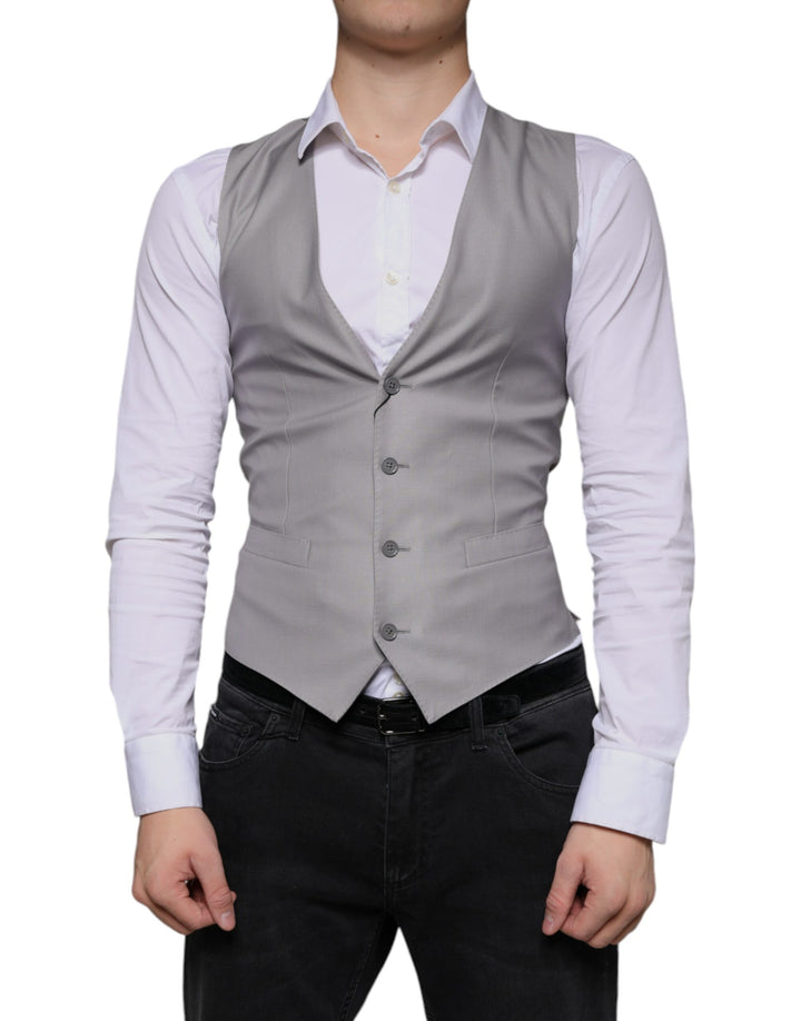 Chaleco de traje formal de lana gris claro de Dolce & Gabbana