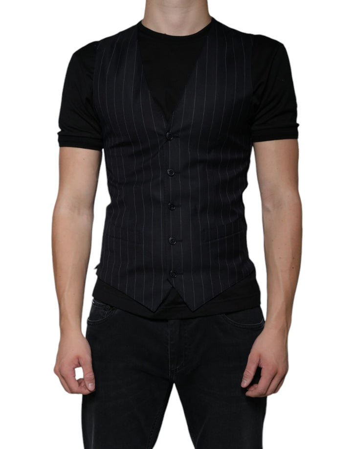 Dolce & Gabbana Chaleco Formal de Piel Negra