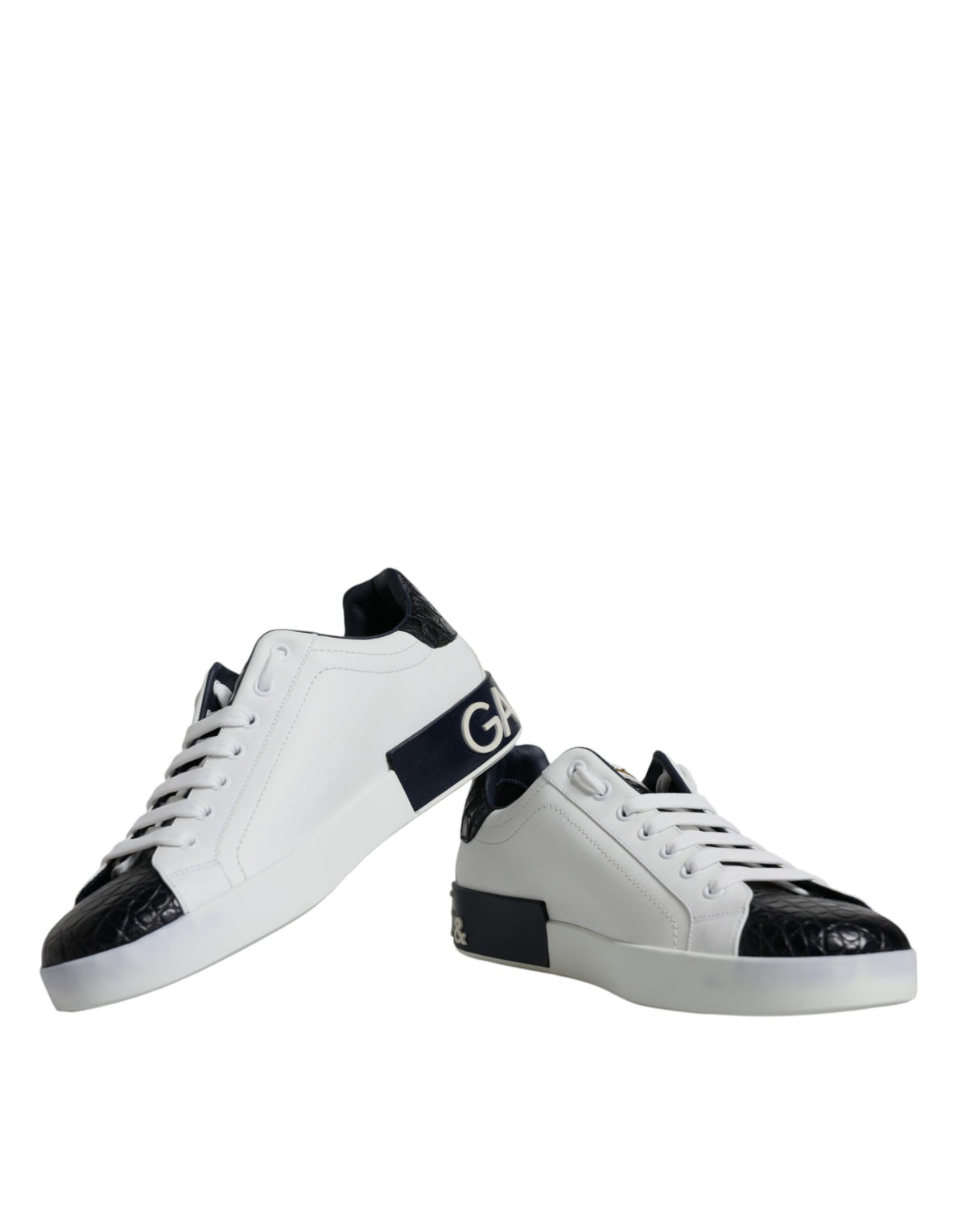 Chaussures Sneakers Portofino en Cuir Blanc avec Logo Dolce & Gabbana