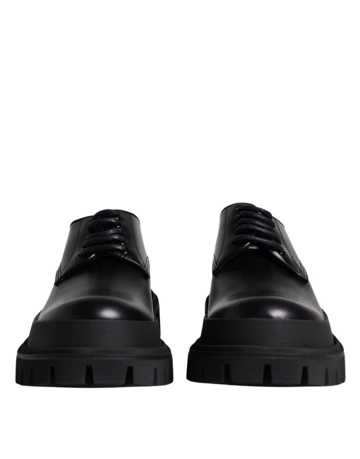 Zapatos de vestir Dolce & Gabbana de cuero negro con cordones estilo trekking