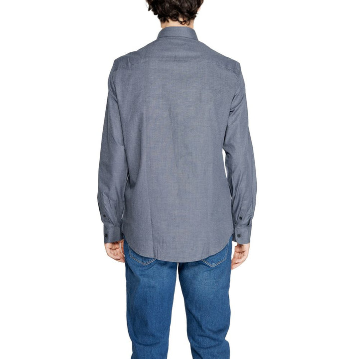 Armani Exchange Blue Cotton Dress Shirt