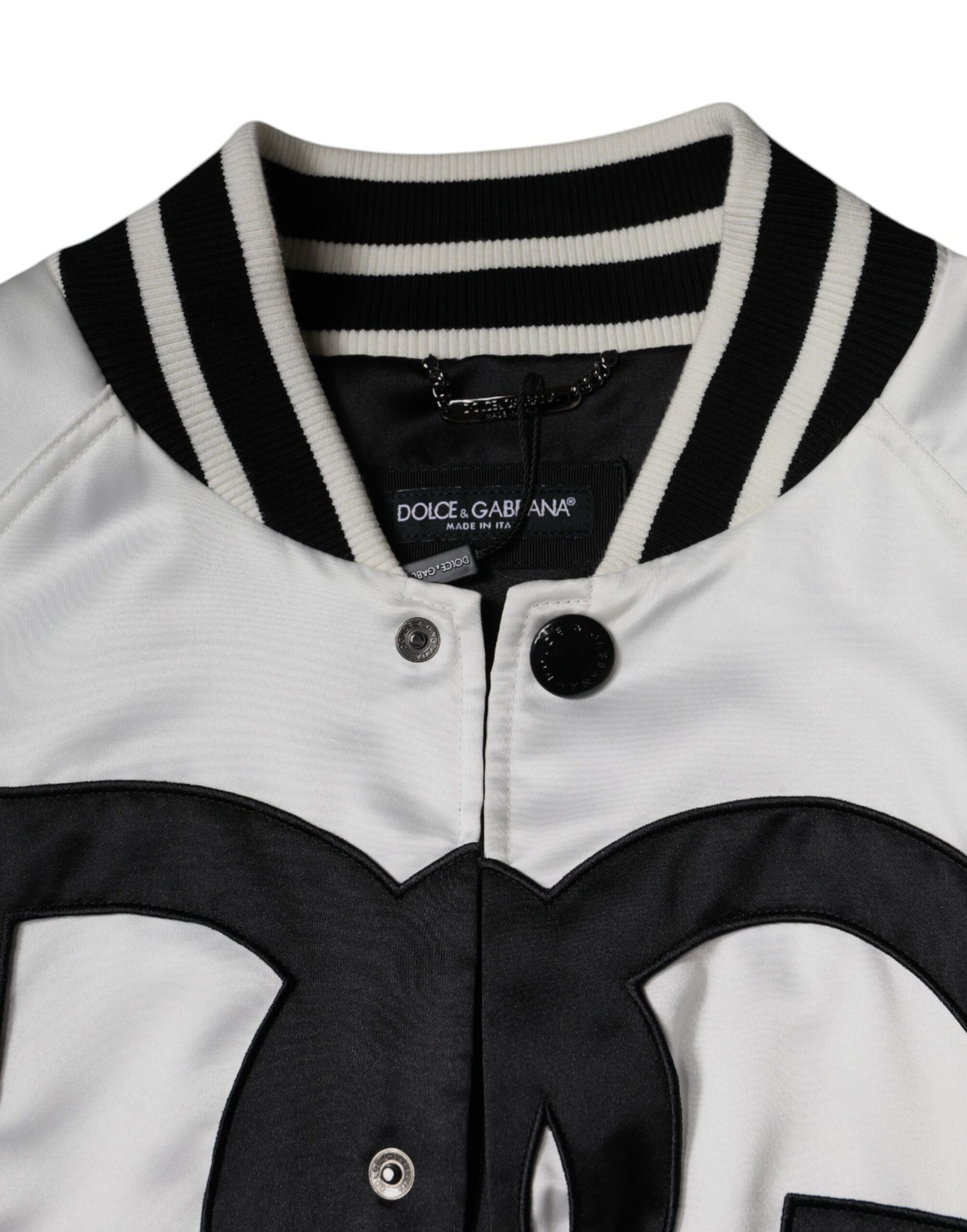 Chaqueta bomber con cremallera completa, logotipo y poliéster blanco de Dolce & Gabbana