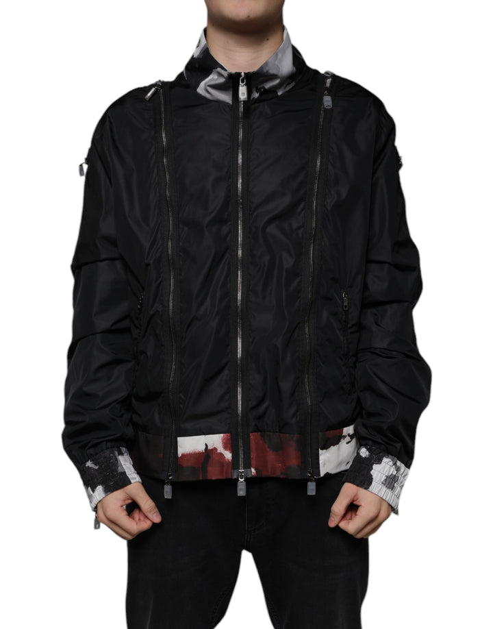 Blouson bombardier Dolce & Gabbana en nylon noir à fermeture éclair intégrale pour homme