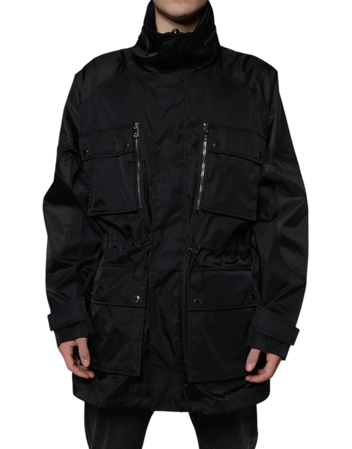 Dolce & Gabbana Negro Nailon Invierno Hombre Parka Abrigo Chaqueta
