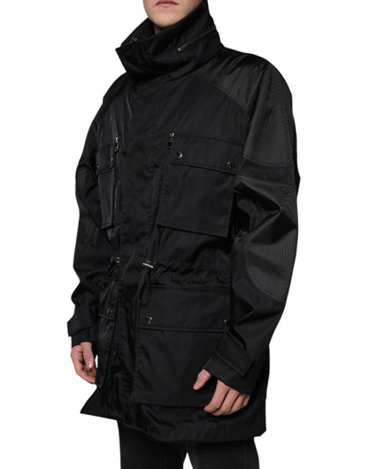 Dolce & Gabbana Negro Nailon Invierno Hombre Parka Abrigo Chaqueta