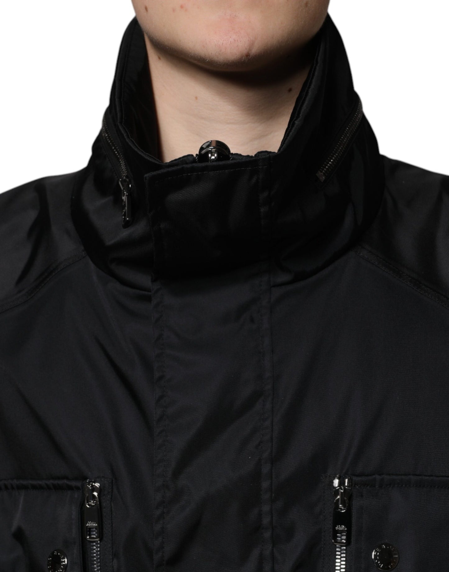 Dolce & Gabbana Negro Nailon Invierno Hombre Parka Abrigo Chaqueta
