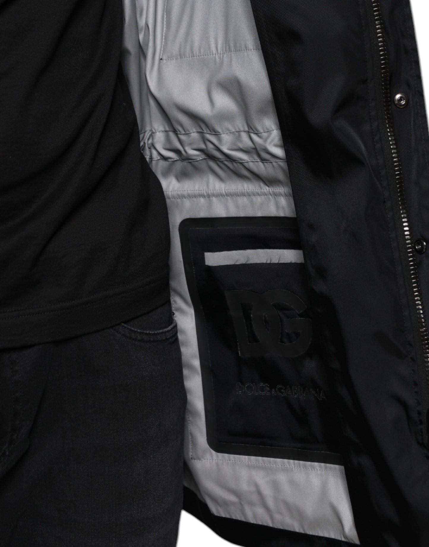Dolce & Gabbana Negro Nailon Invierno Hombre Parka Abrigo Chaqueta