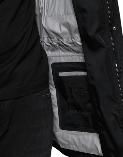 Dolce & Gabbana Negro Nailon Invierno Hombre Parka Abrigo Chaqueta