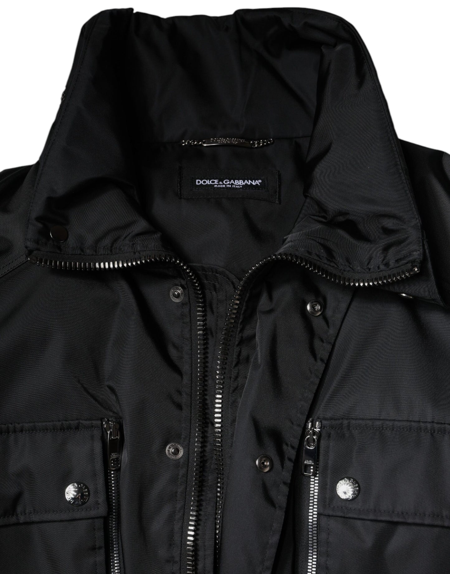 Dolce & Gabbana Negro Nailon Invierno Hombre Parka Abrigo Chaqueta