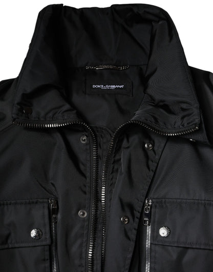 Dolce & Gabbana Negro Nailon Invierno Hombre Parka Abrigo Chaqueta