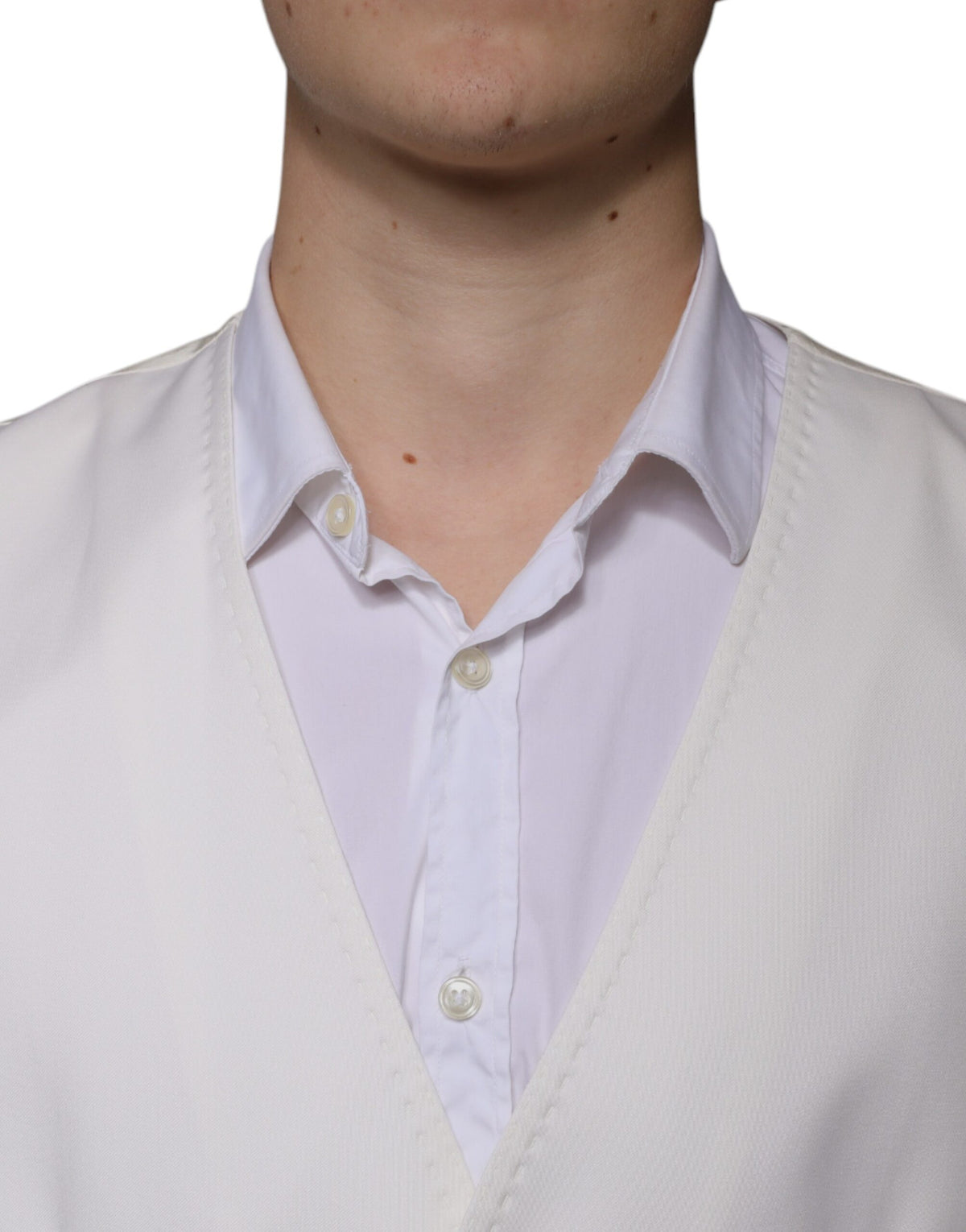 Traje de vestir formal de 3 piezas entallado de lana y seda blanca de Dolce & Gabbana