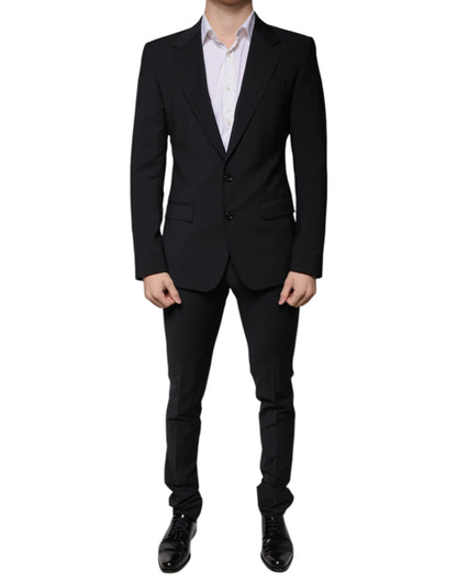 Traje de lana negro formal de 3 piezas Dolce & Gabbana de corte ajustado para hombre