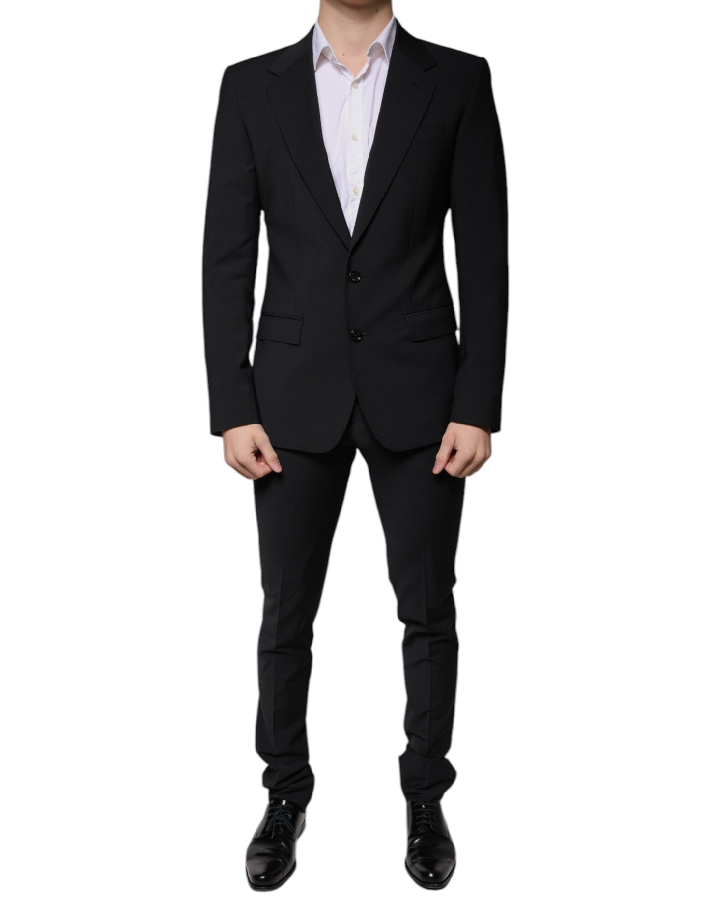 Traje de lana negro formal de 3 piezas Dolce & Gabbana de corte ajustado para hombre