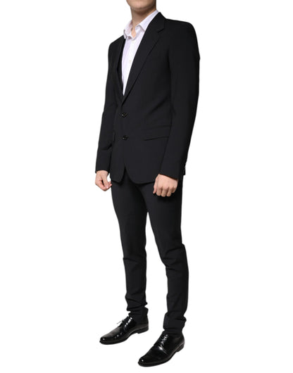 Traje de lana negro formal de 3 piezas Dolce & Gabbana de corte ajustado para hombre