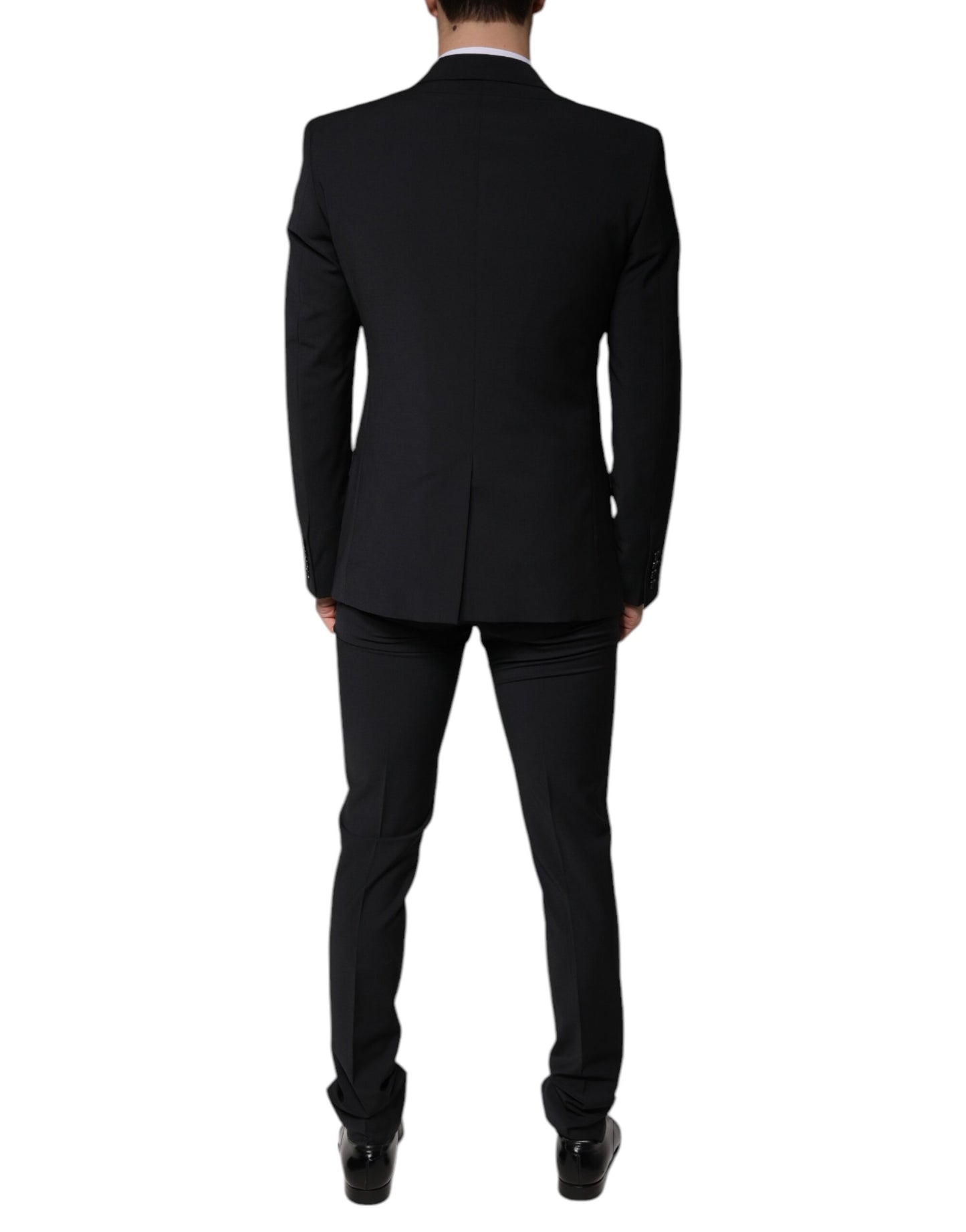 Traje de lana negro formal de 3 piezas Dolce & Gabbana de corte ajustado para hombre