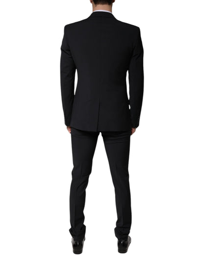 Traje de lana negro formal de 3 piezas Dolce & Gabbana de corte ajustado para hombre