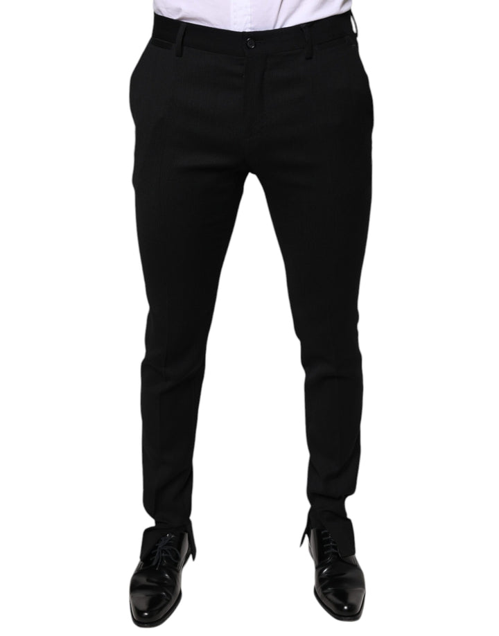 Pantalon de costume ajusté noir en laine Dolce & Gabbana
